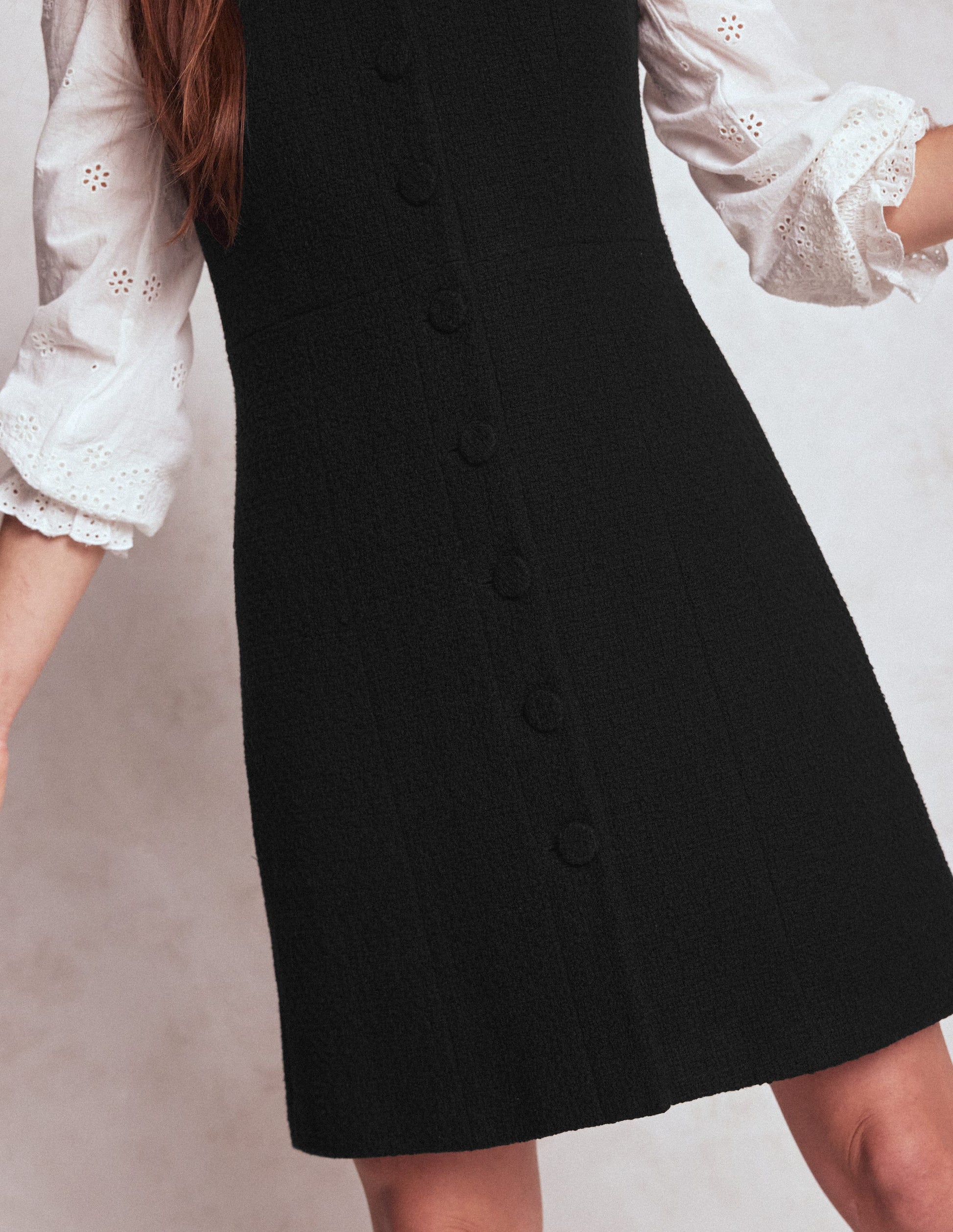 Cotton Texture Shift Dress-Black-3