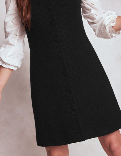 Cotton Texture Shift Dress-Black-3