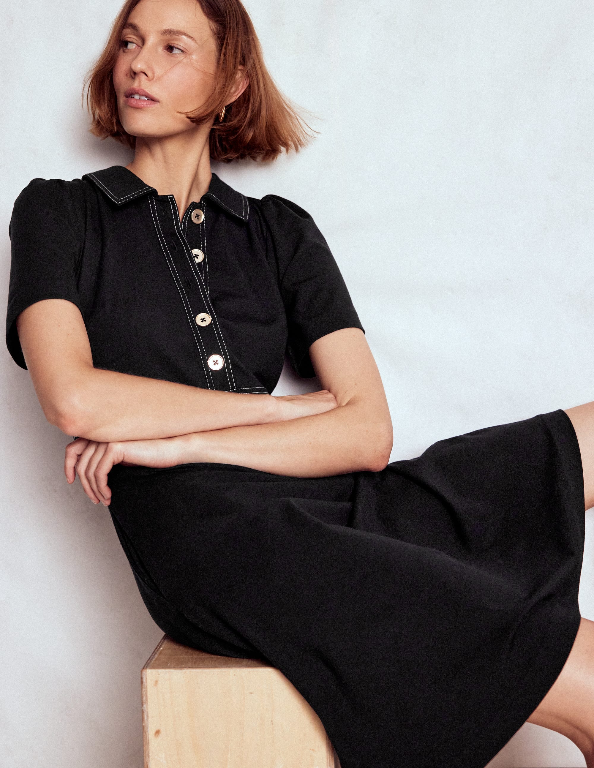 Nicolette Ponte Shirt Dress-Black - Image 1