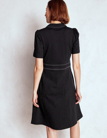 Nicolette Ponte Shirt Dress-Black-3