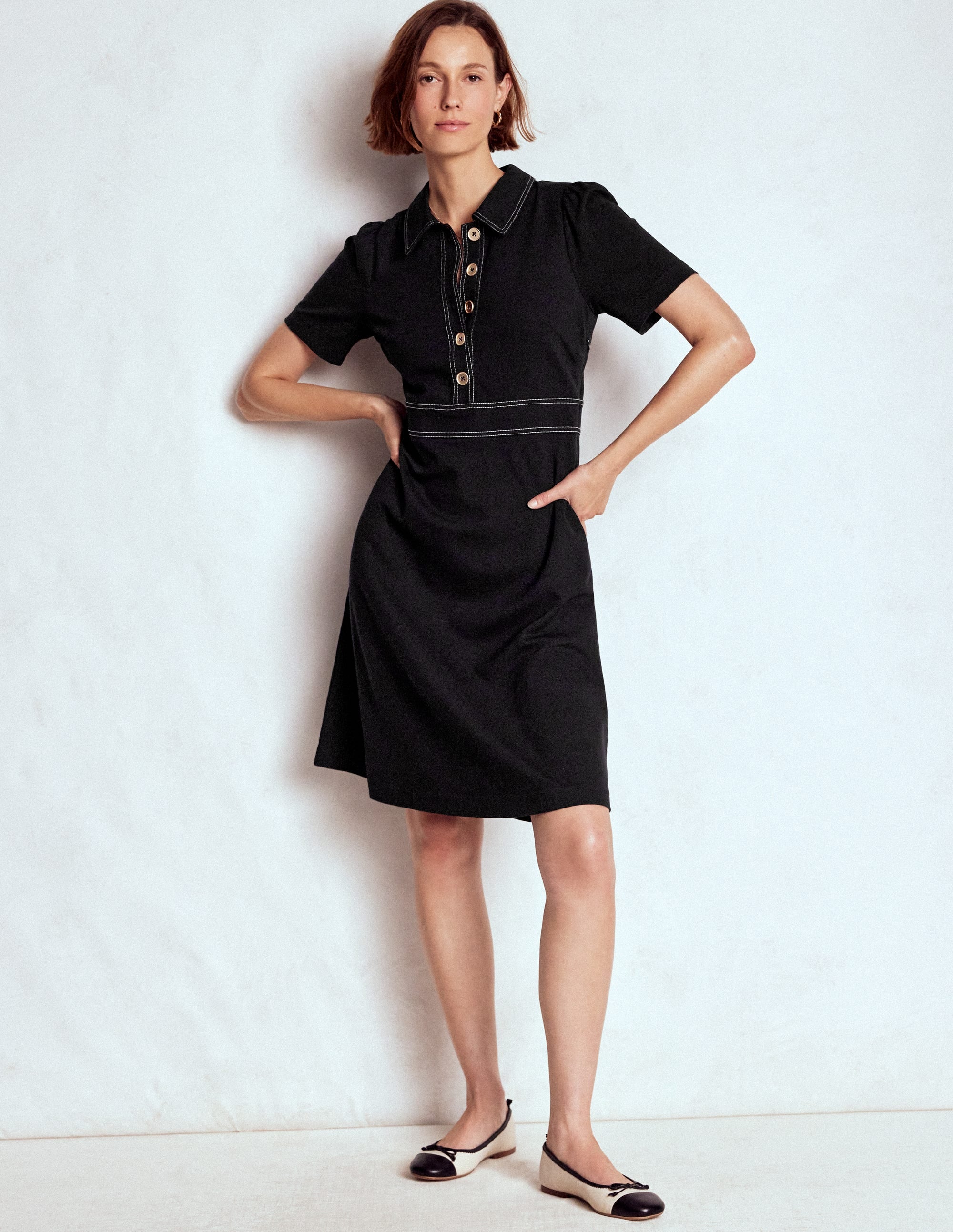 Nicolette Ponte Shirt Dress-Black - Image 4