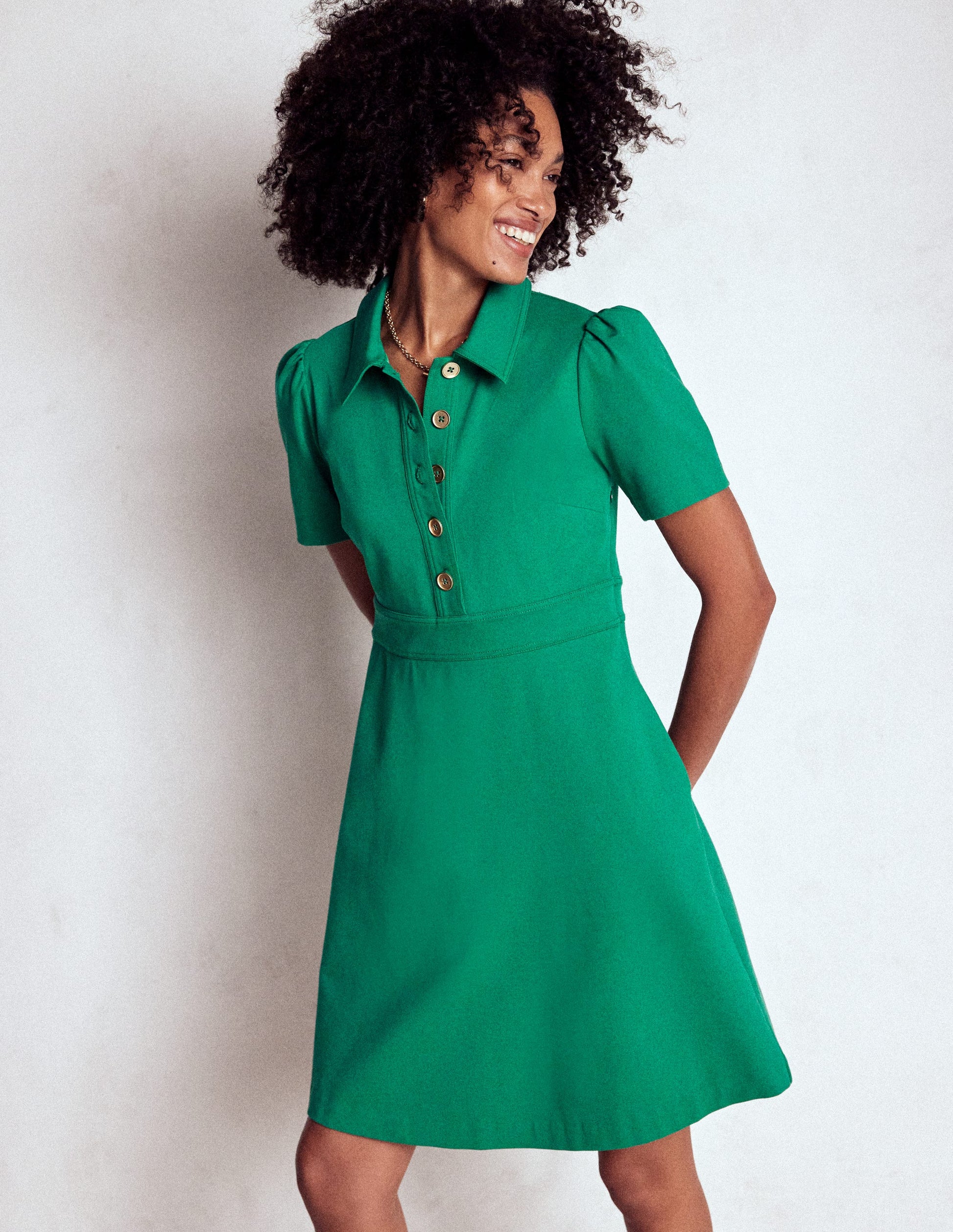 Nicolette Ponte Shirt Dress-Bear Grass-1