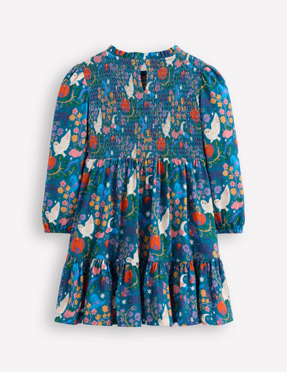 Aurora Long Sleeve Dress-Deep Sea Blue Spooky Toile-2