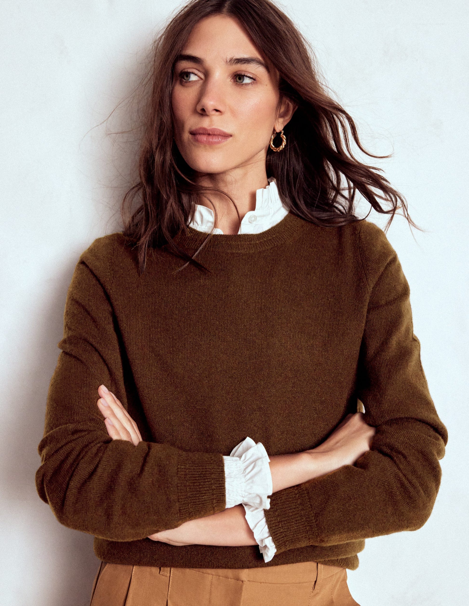 Eva Cashmere Crew Neck Jumper-Mocha-1
