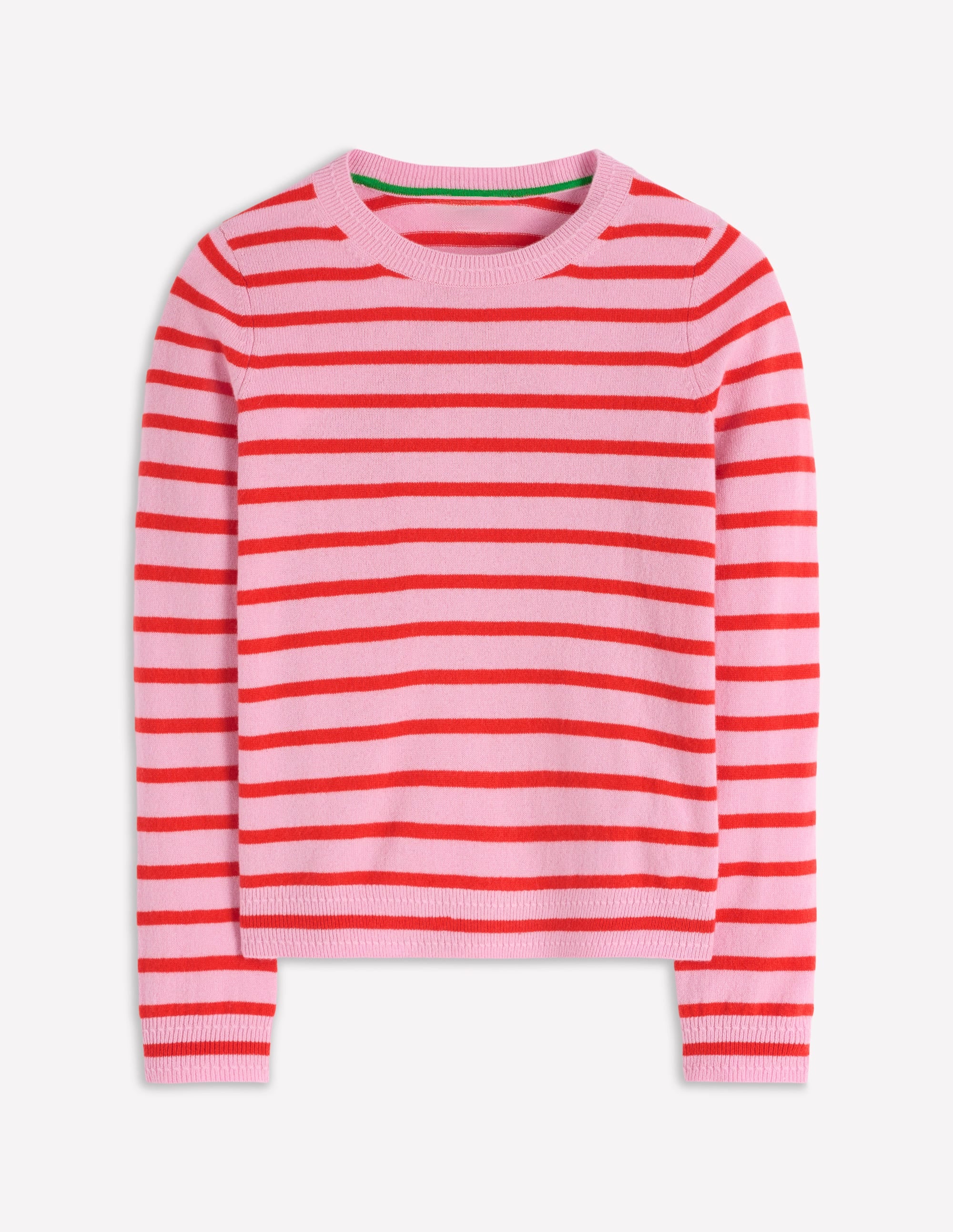 Eva Cashmere Crew Neck Jumper-Pink/ Orange Stripe - Image 5