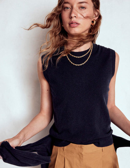 Eva Cashmere Tank-Navy-1