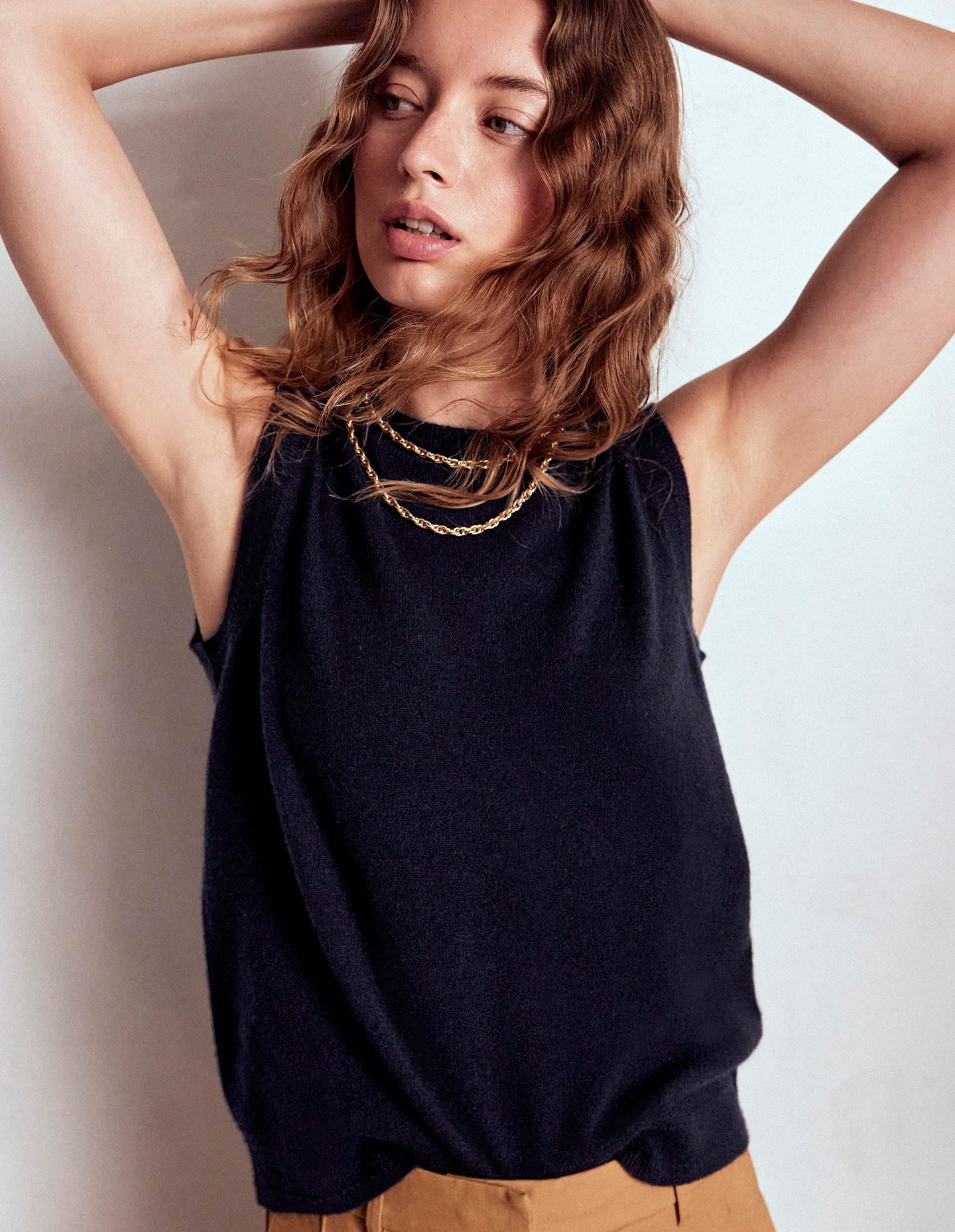 Eva Cashmere Tank-Navy