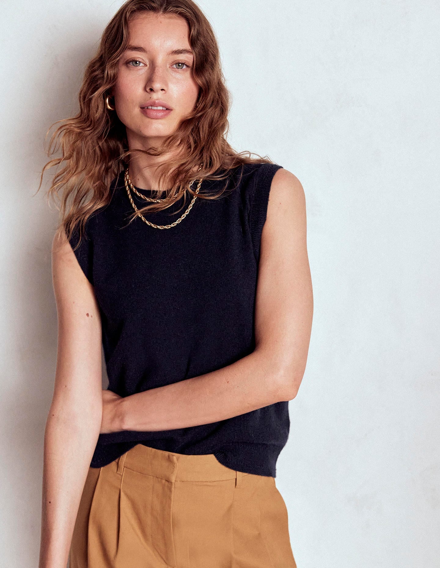 Eva Cashmere Tank-Navy