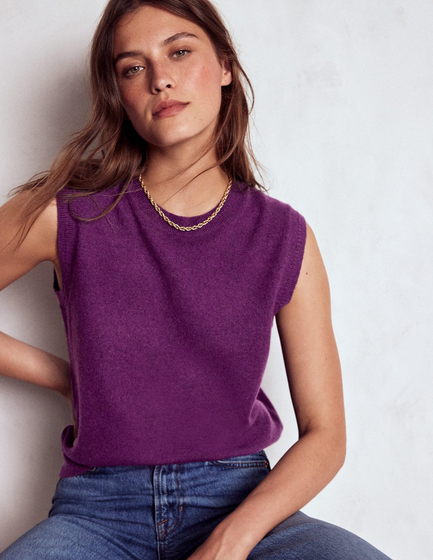 Eva Cashmere Tank-Plum Melange