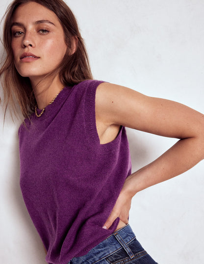 Eva Cashmere Tank-Plum Melange-2