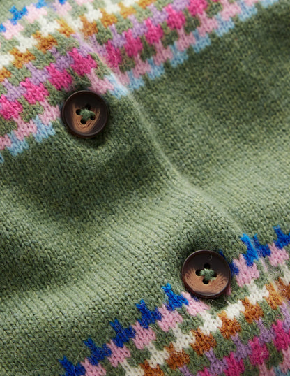 Edie Fair Isle Cardigan-Green, Diamond-6