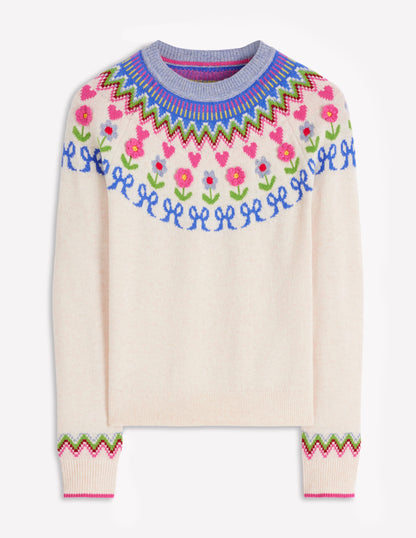 Edie Fair Isle Jumper-Oatmeal Melange, Flowers-6