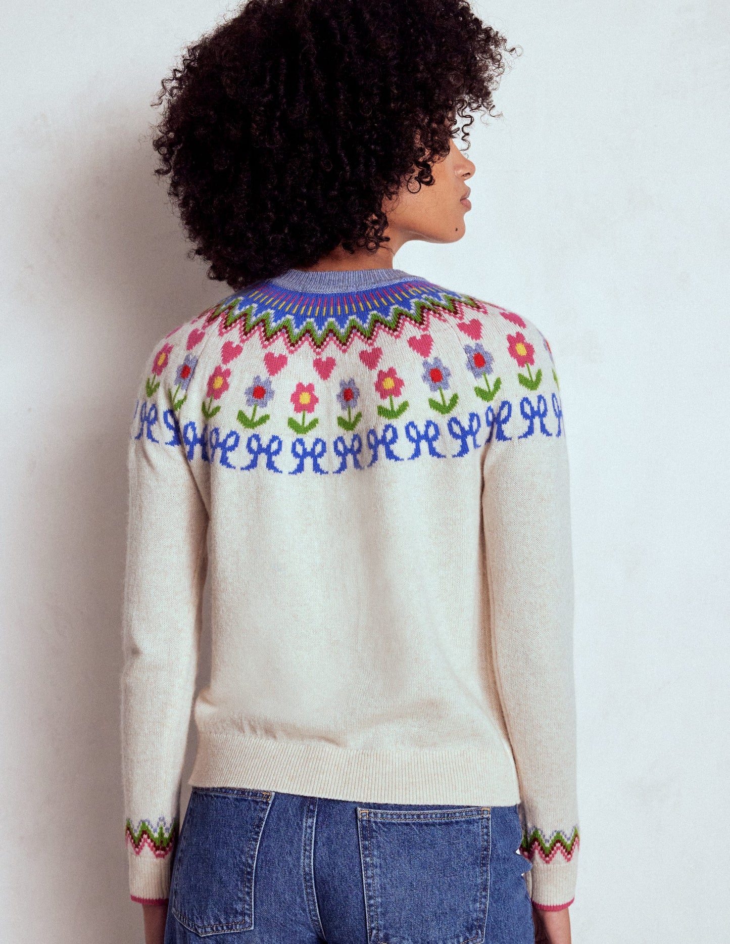 Edie Fair Isle Jumper-Oatmeal Melange, Flowers