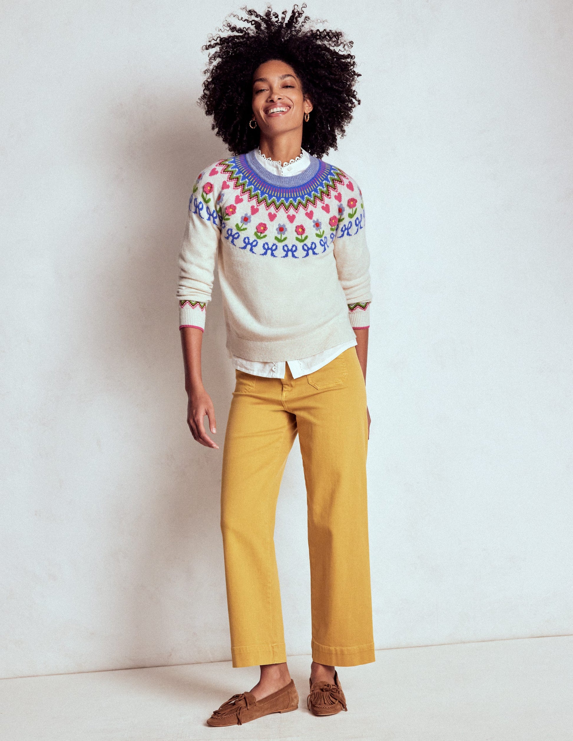 Edie Fair Isle Jumper-Oatmeal Melange, Flowers-5