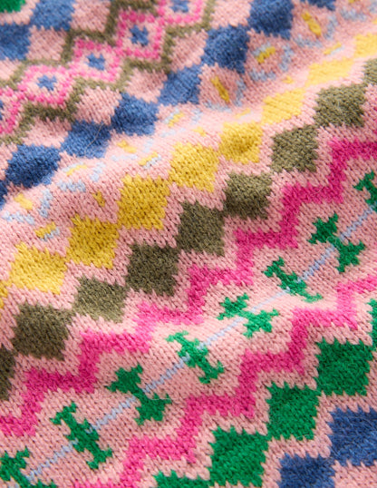 Edie Fair Isle Jumper-Pink, Geo Fair Isle-7