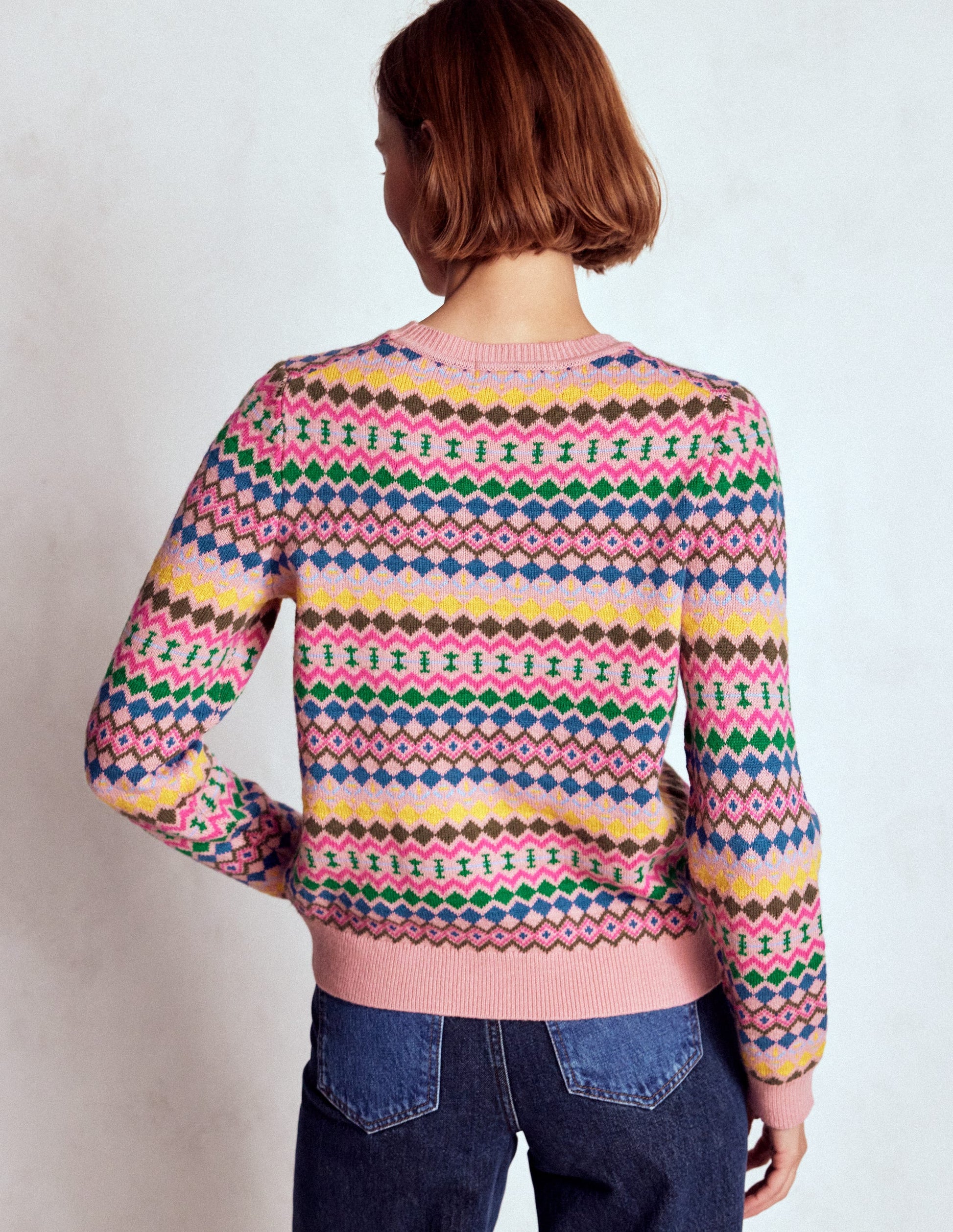 Edie Fair Isle Jumper-Pink, Geo Fair Isle-3