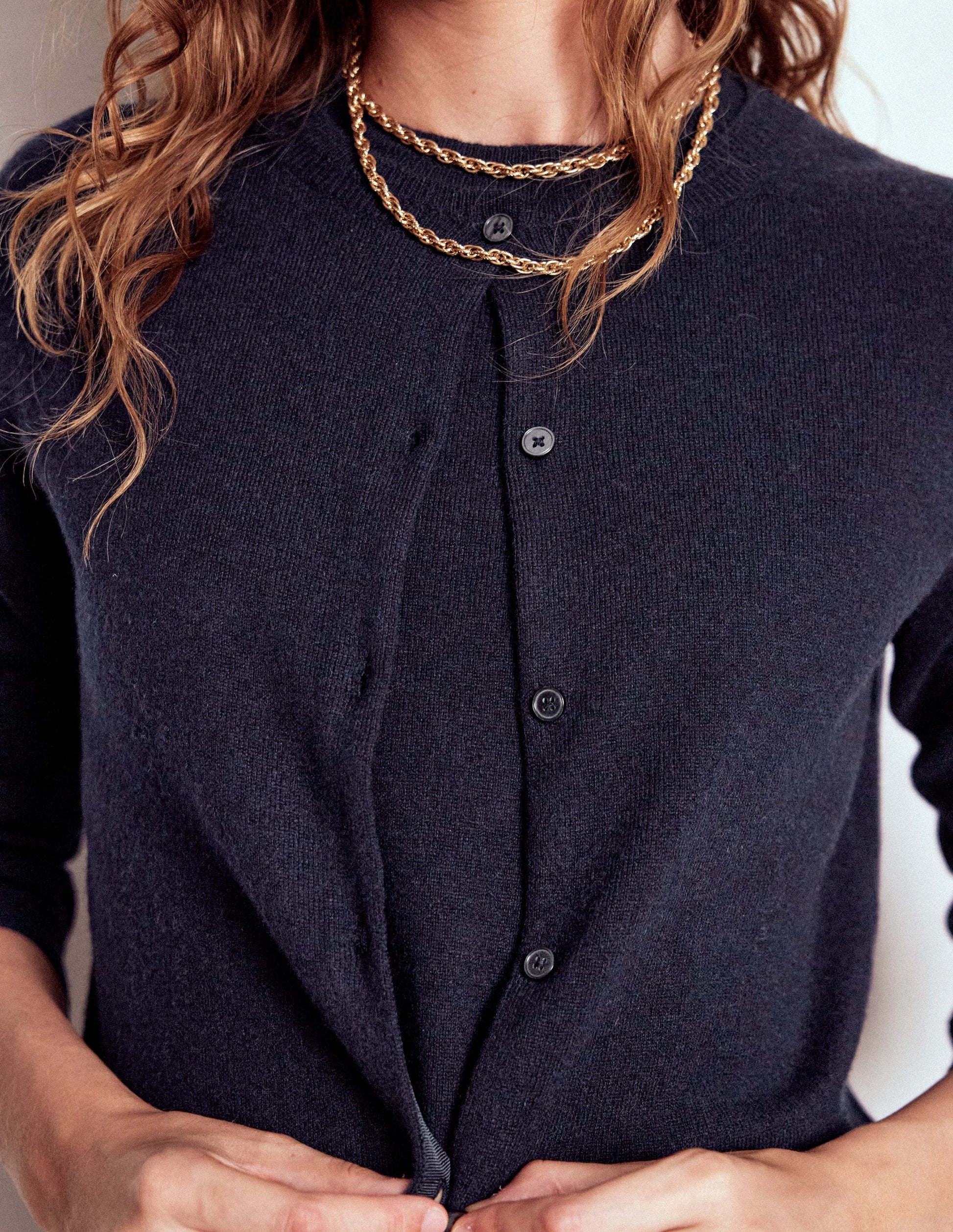 Eva Cashmere Crew Cardigan-Navy-2