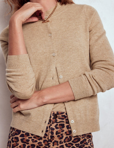 Eva Cashmere Crew Cardigan-Chinchilla Melange
