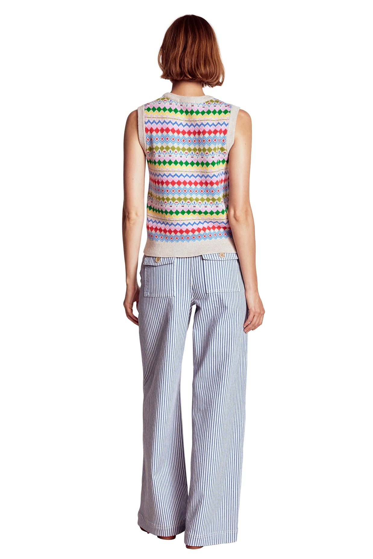 Edie Fair Isle Tank-Oatmeal Melange, Multi-7