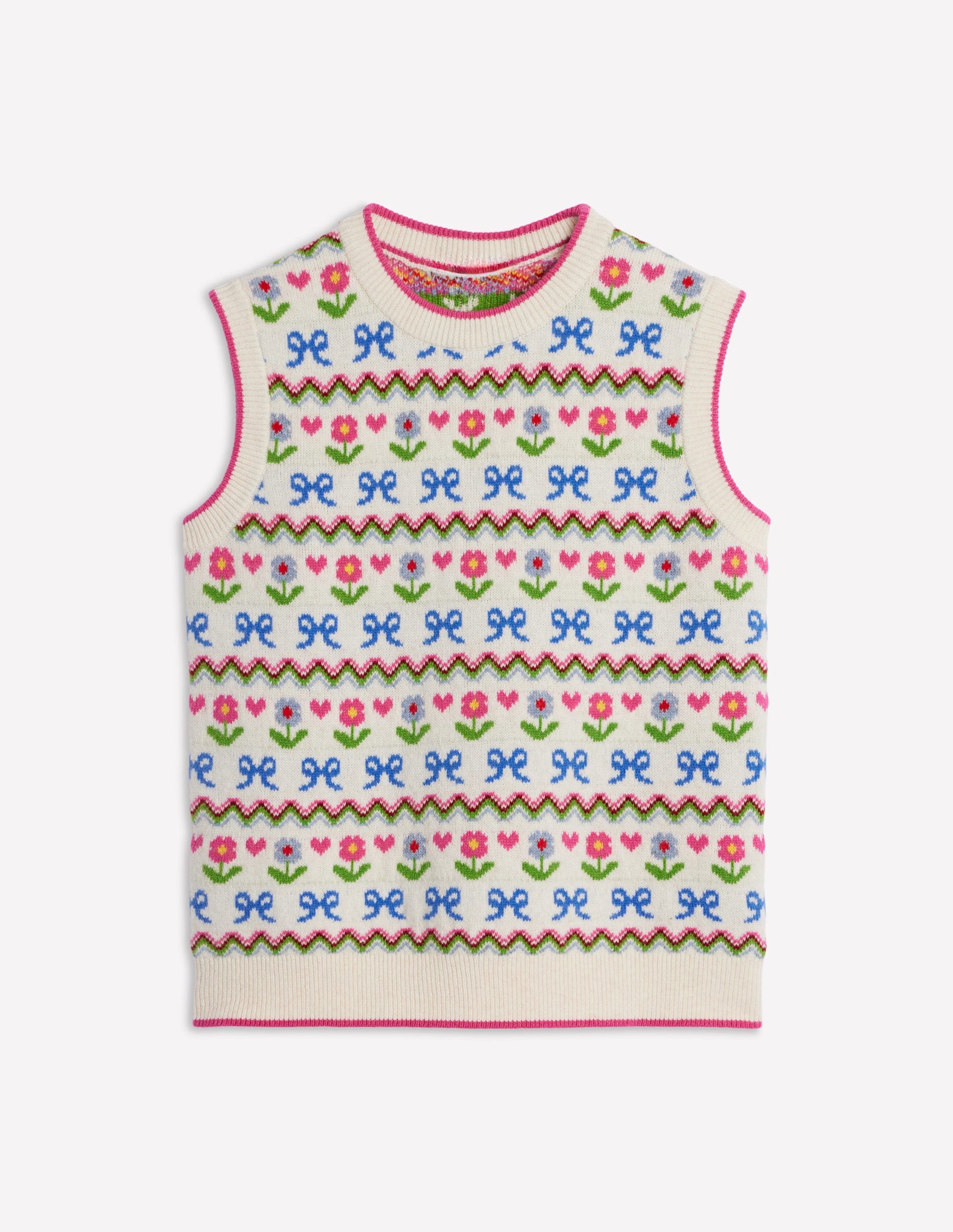 Edie Fair Isle Tank-Oatmeal Melange, Flowers-6