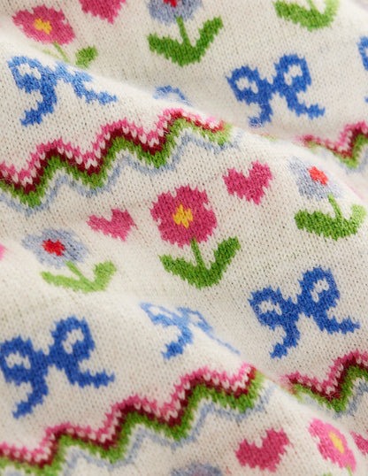 Edie Fair Isle Tank-Oatmeal Melange, Flowers-7