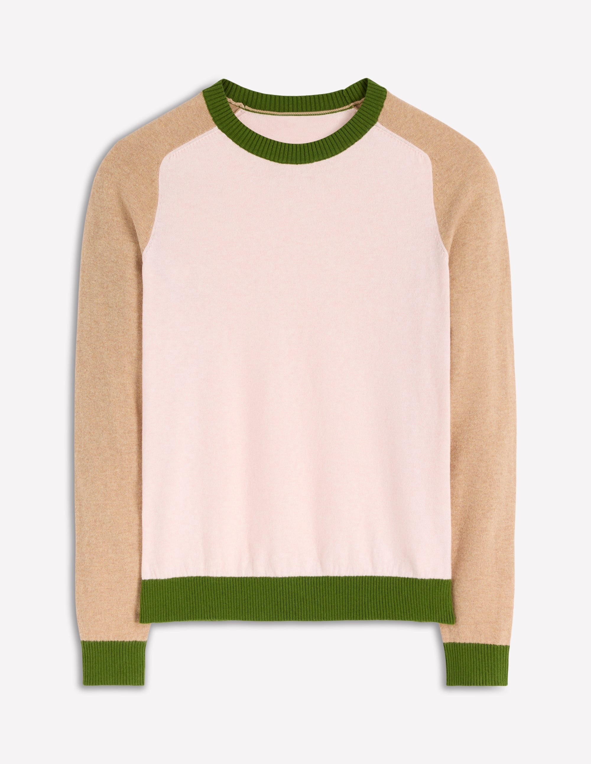Meg Raglan Sleeve Jumper-Pink, Green Colour Block - Image 4