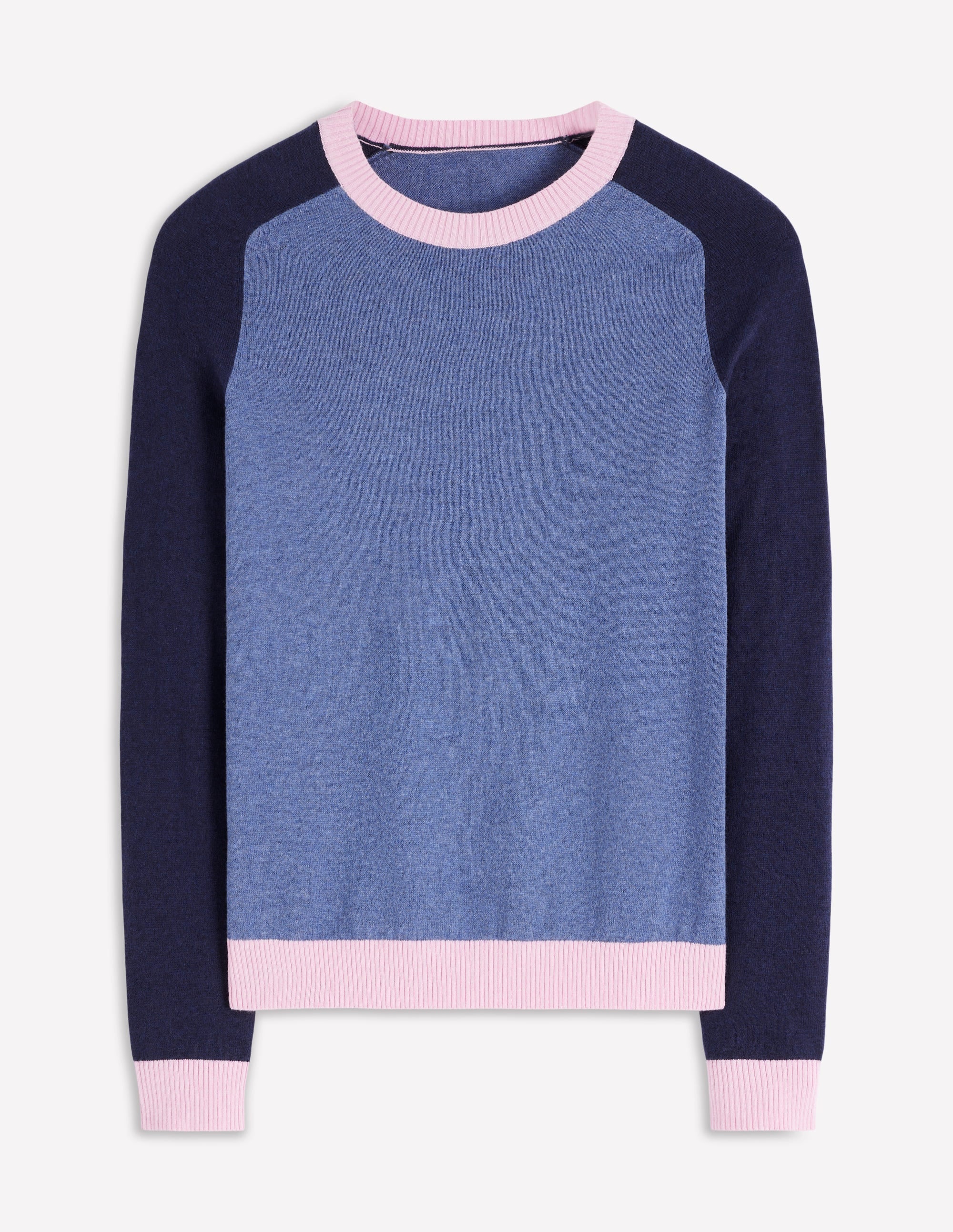 Meg Raglan Sleeve Jumper-Blue, Pink Colour Block - Image 5