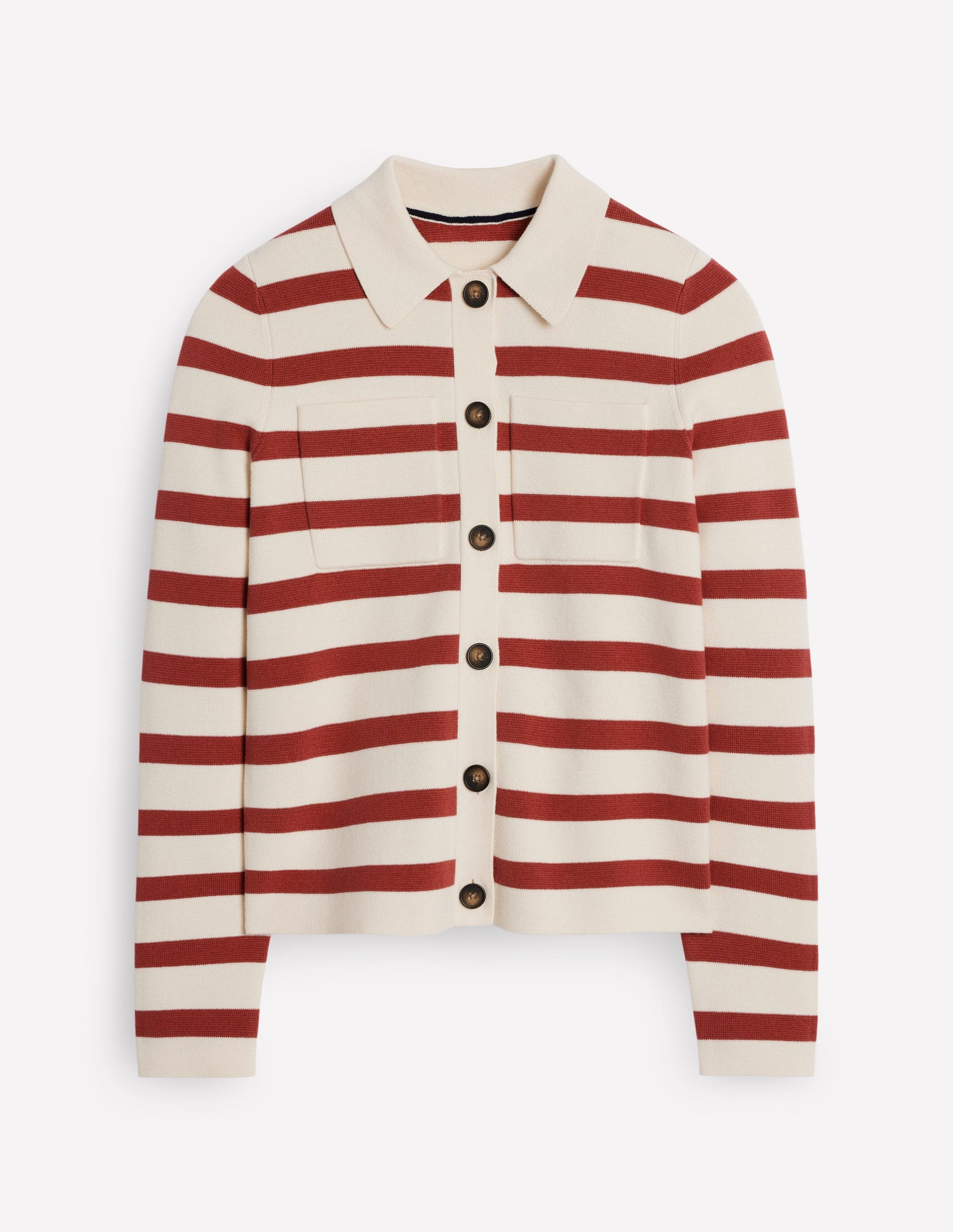 Astrid Knitted Shirt-Warm Ivory, Terracotta-6