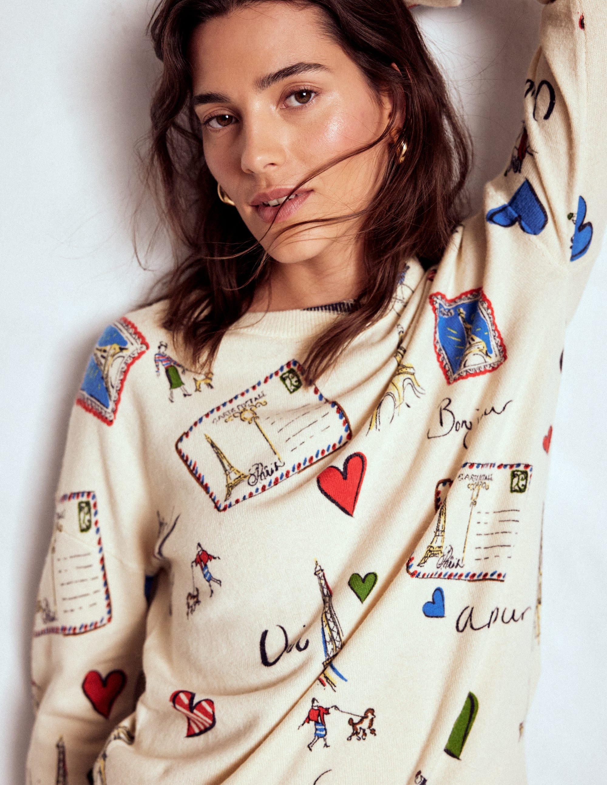 Natasha Novelty Jumper-Ivory, Postcard from Paris - Image 1