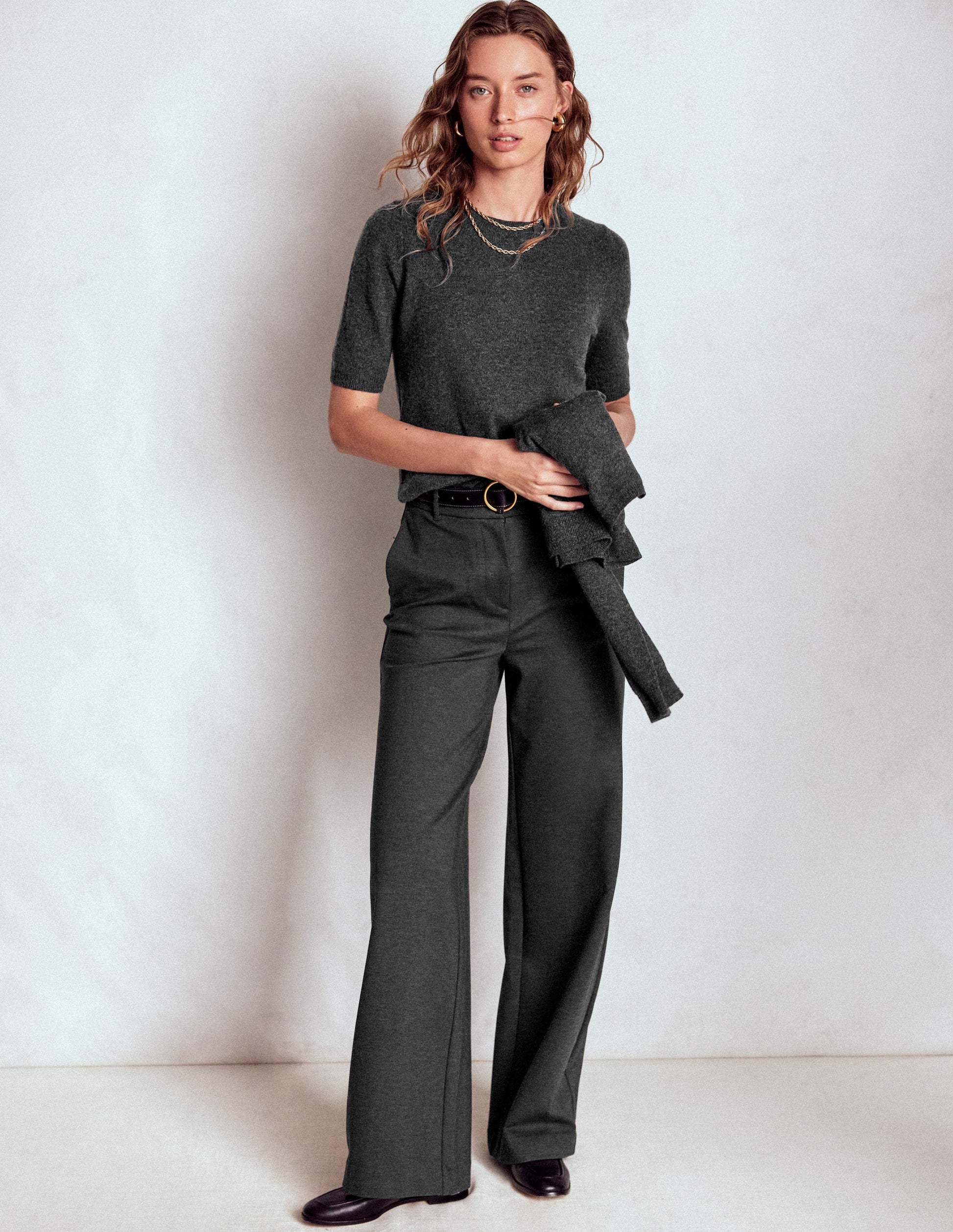 Eva Cashmere T-Shirt-Charcoal Melange-1