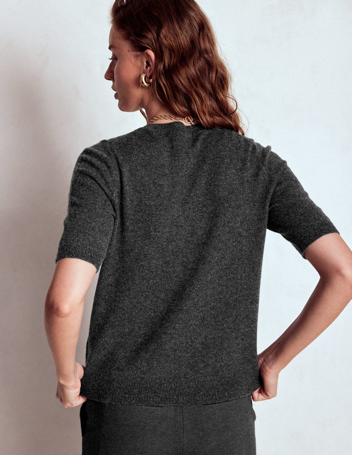 Eva Cashmere T-Shirt-Charcoal Melange