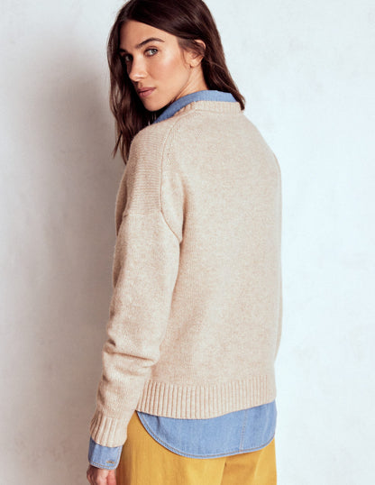 Natalie Embroidered Jumper-Oatmeal Melange, Daschund-3