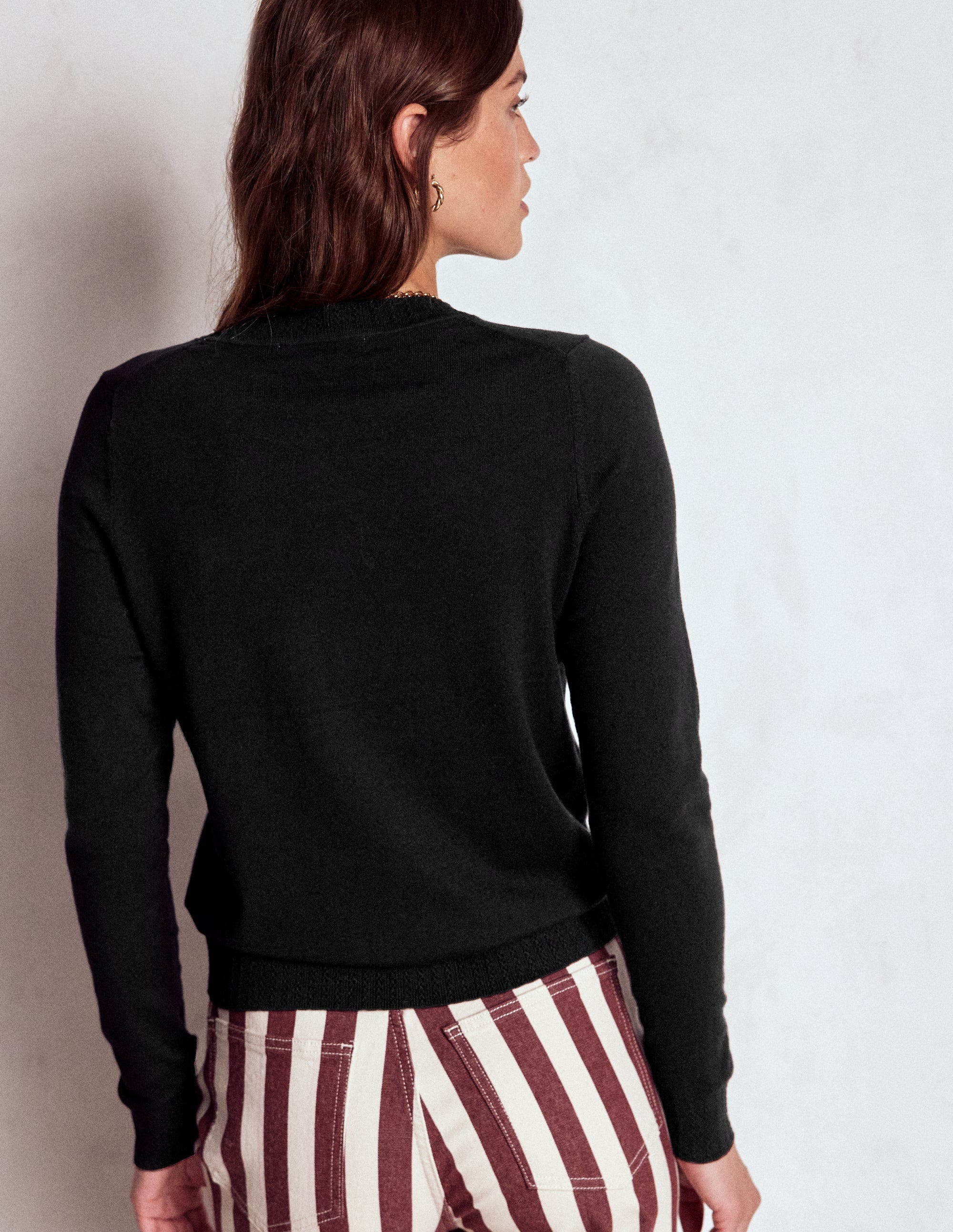Emilia Cotton Crew Jumper-Black - Image 3