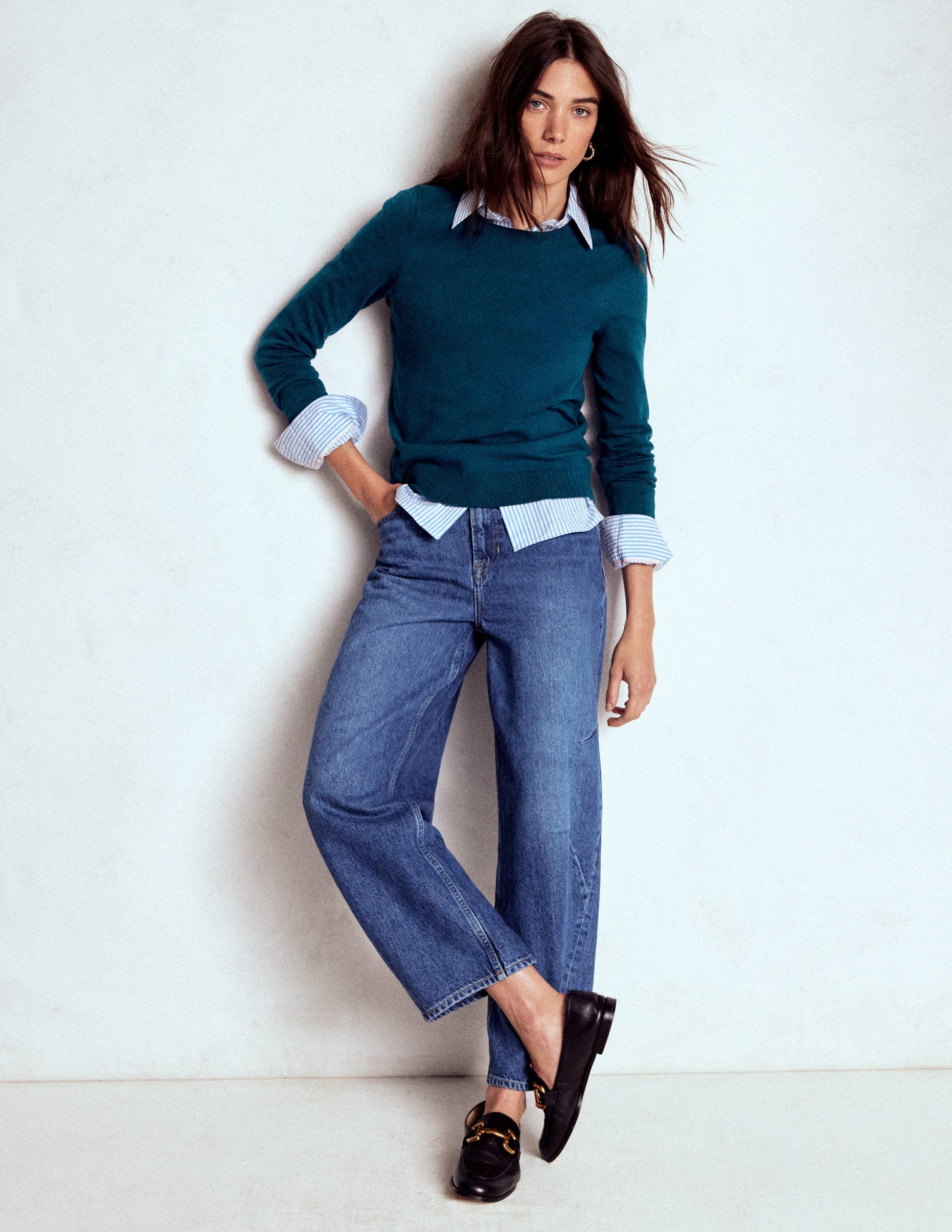 Emilia Cotton Crew Jumper-Harbour Blue-4