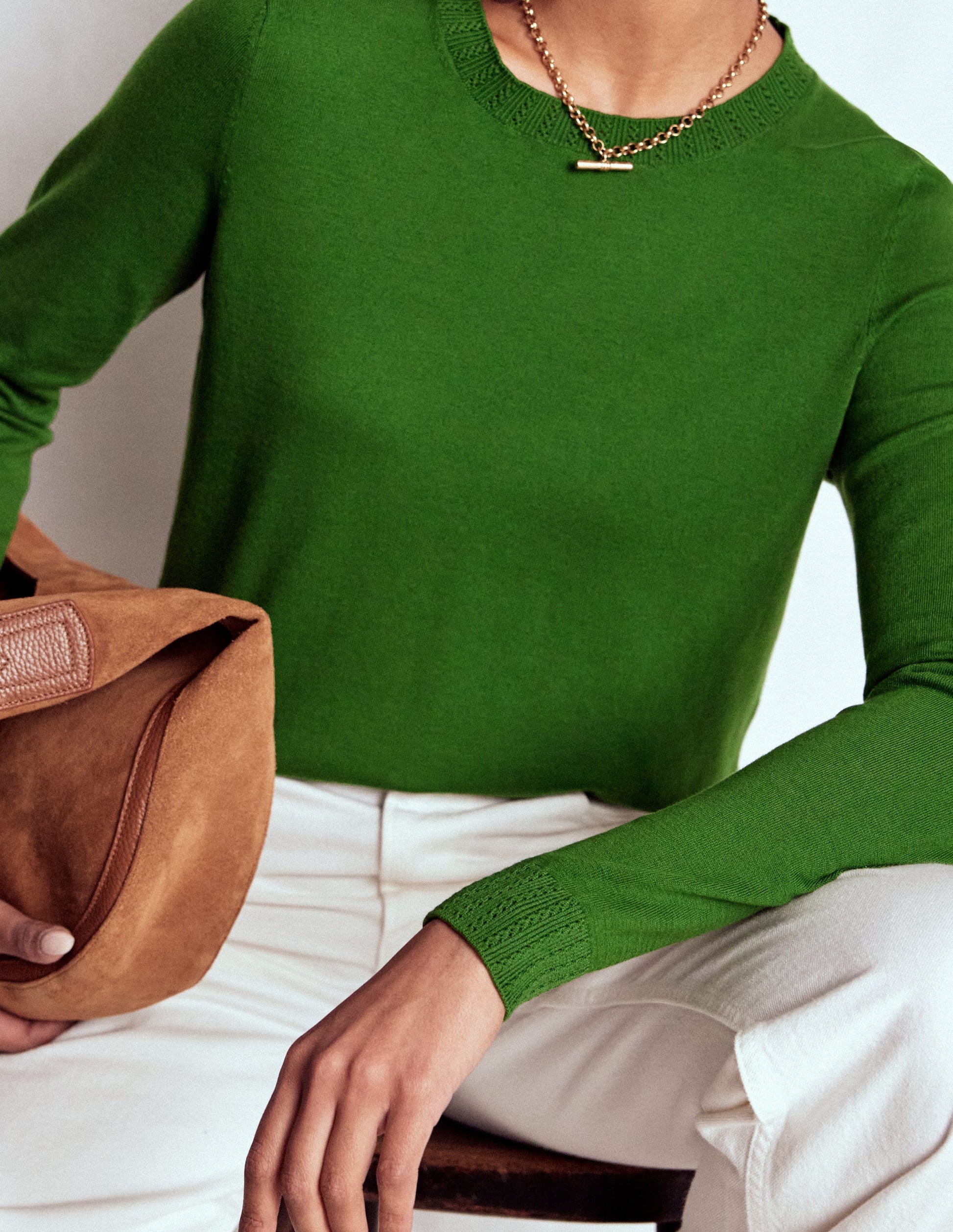 Emilia Cotton Crew Jumper-Promenade Green-1