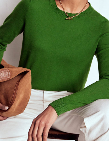 Emilia Cotton Crew Jumper-Promenade Green-1