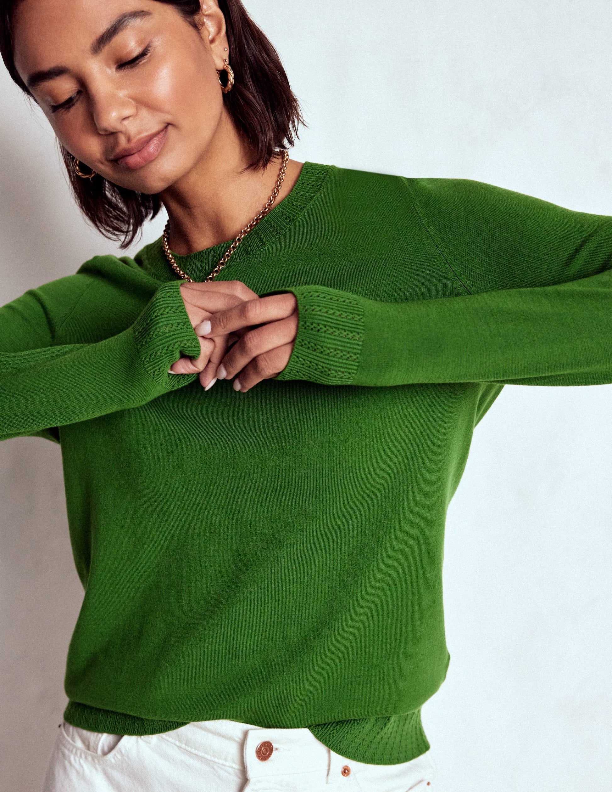 Emilia Cotton Crew Jumper-Promenade Green-2