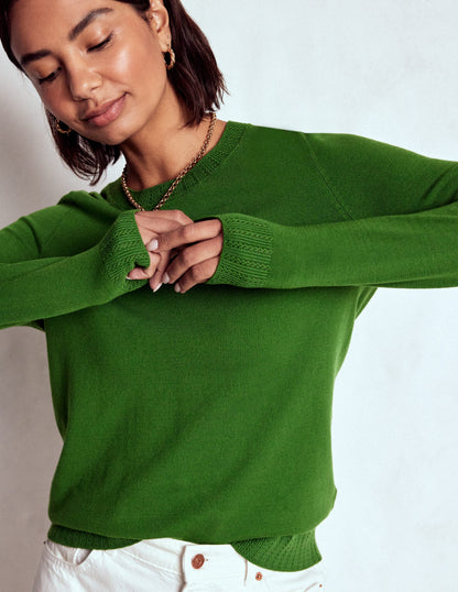 Emilia Cotton Crew Jumper-Promenade Green-2
