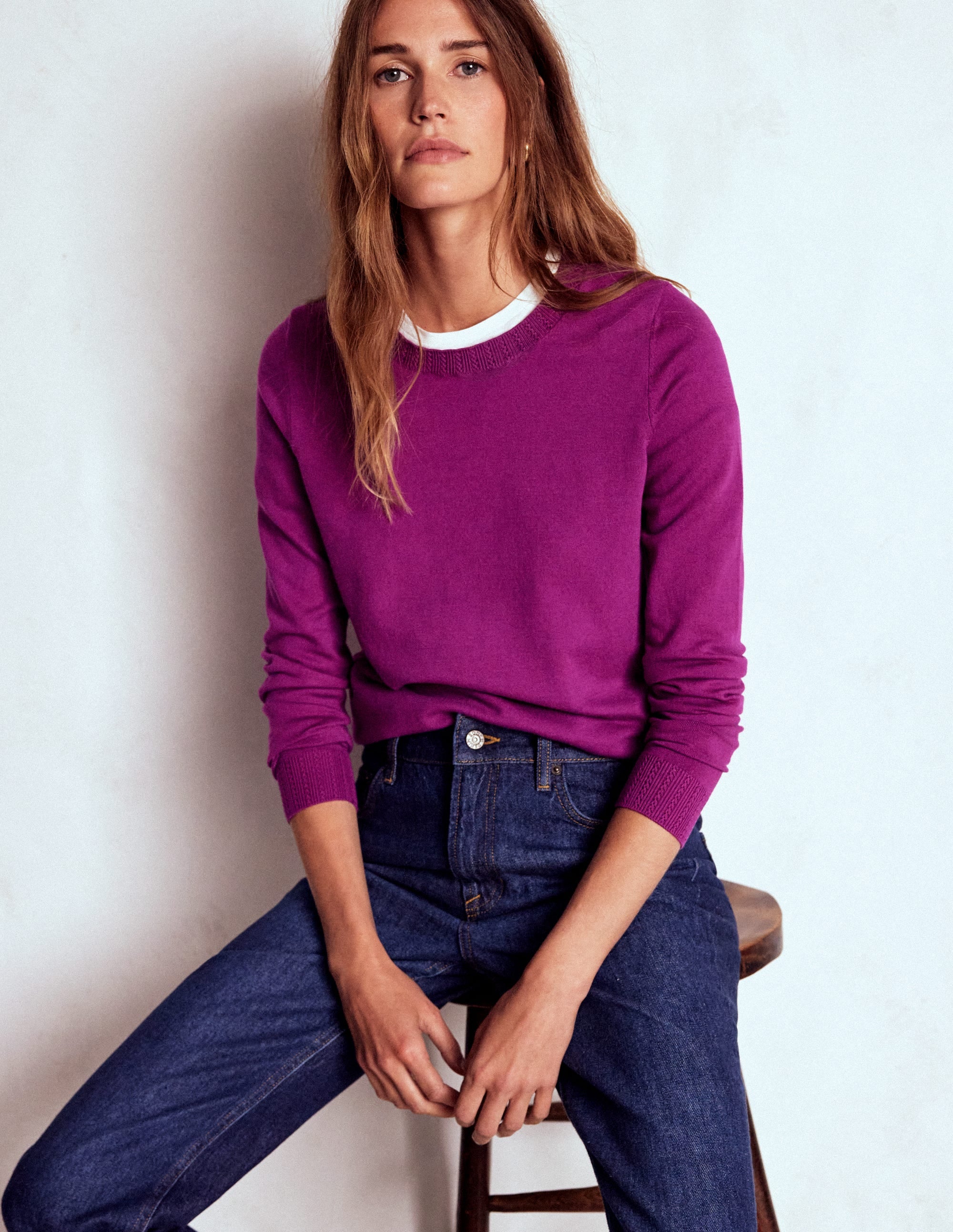 Emilia Cotton Crew Jumper-Regal Purple - Image 1