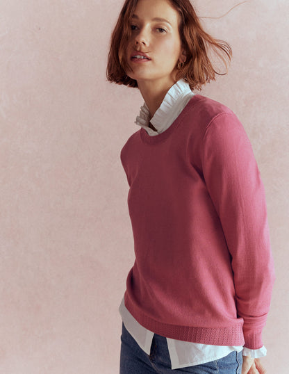 Emilia Cotton Crew Jumper-Pink Heather-1