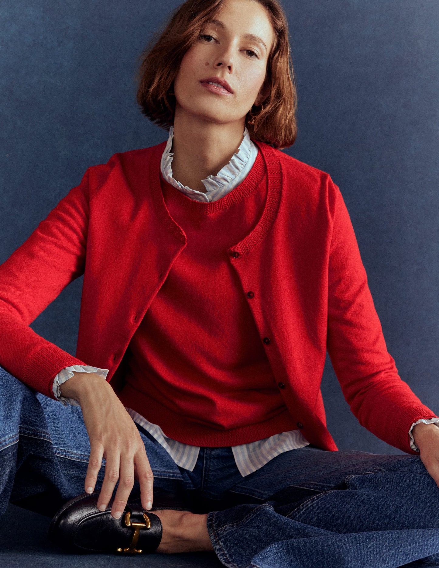 Emilia Cotton Crew Jumper-Poppy Red