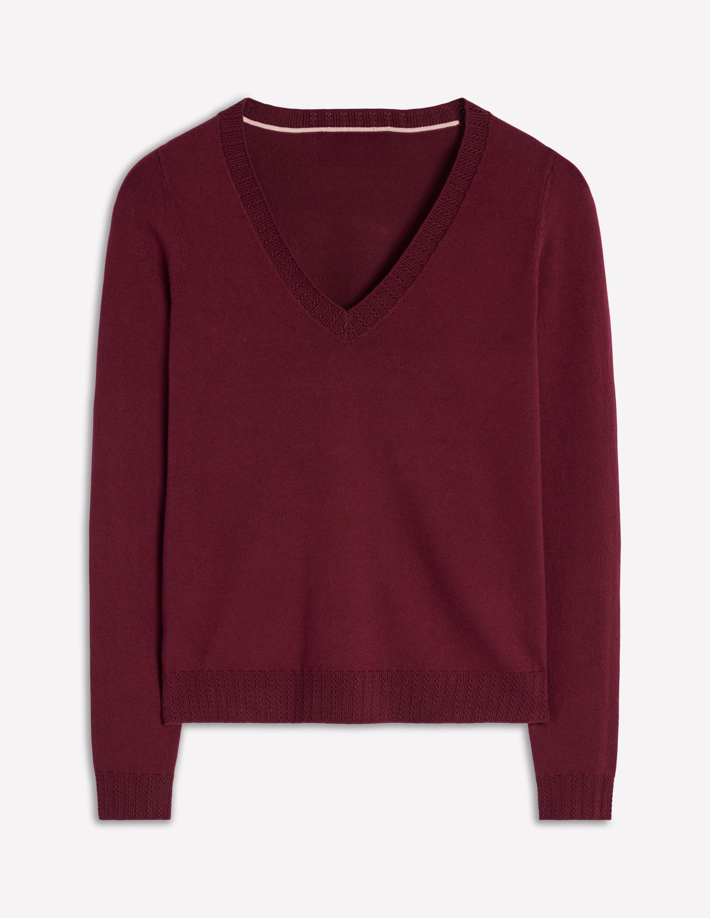 Emilia Cotton V-Neck Jumper-Deep Wisteria