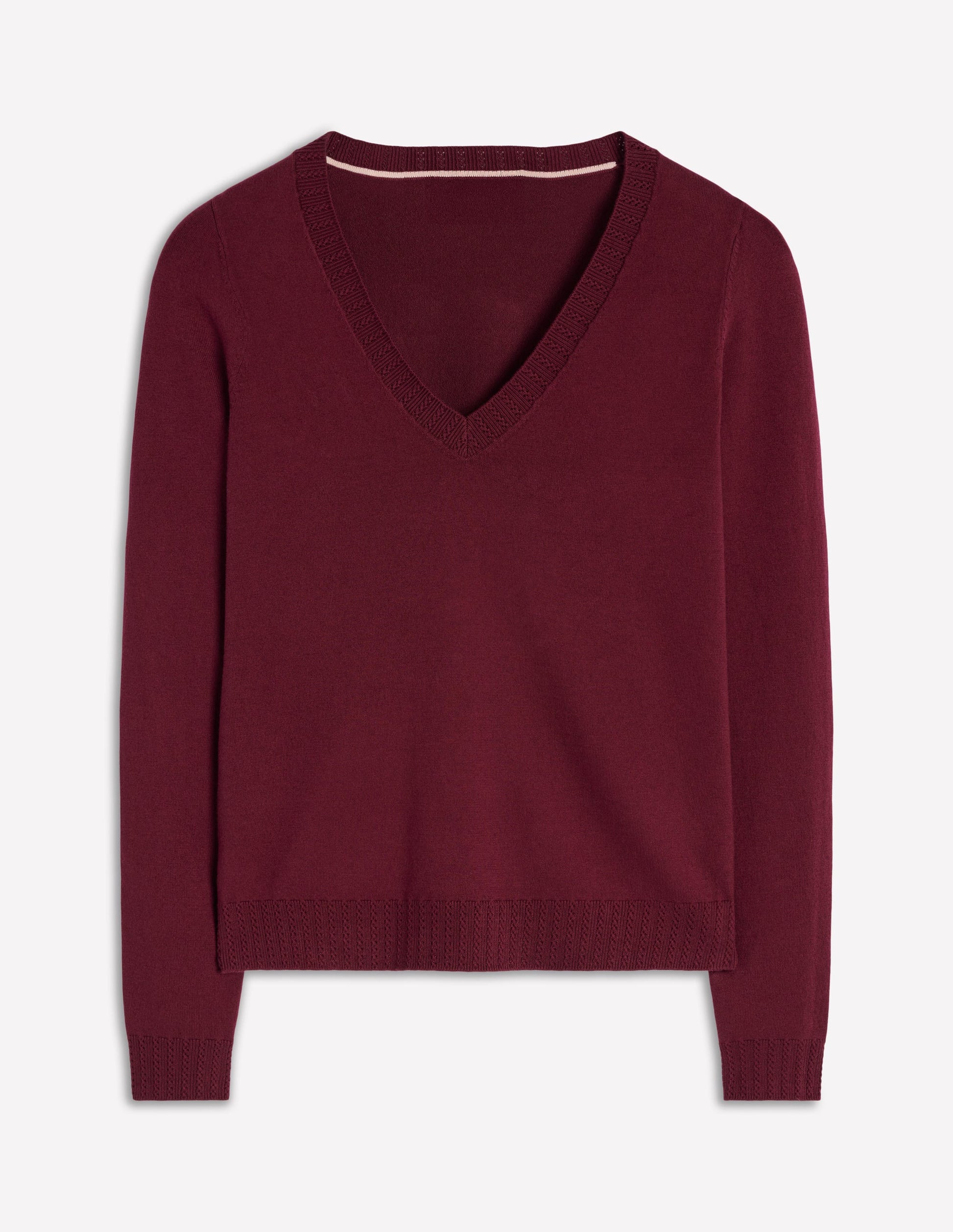 Emilia Cotton V-Neck Jumper-Deep Wisteria-7