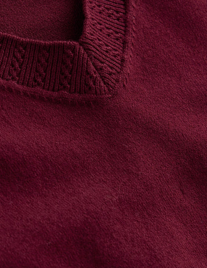 Emilia Cotton V-Neck Jumper-Deep Wisteria-8