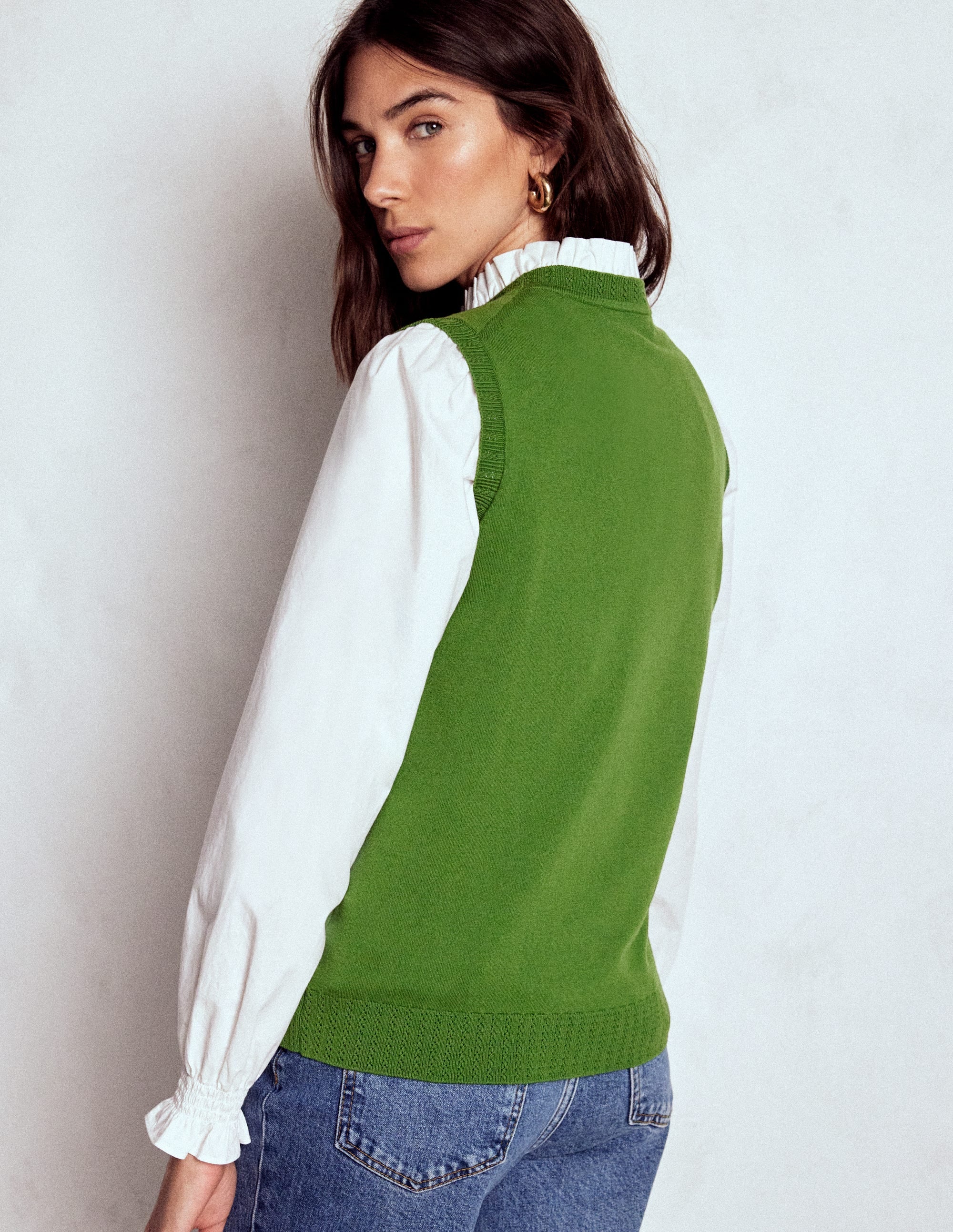 Emilia Cotton Crew Neck Tank-Promenade Green - Image 3