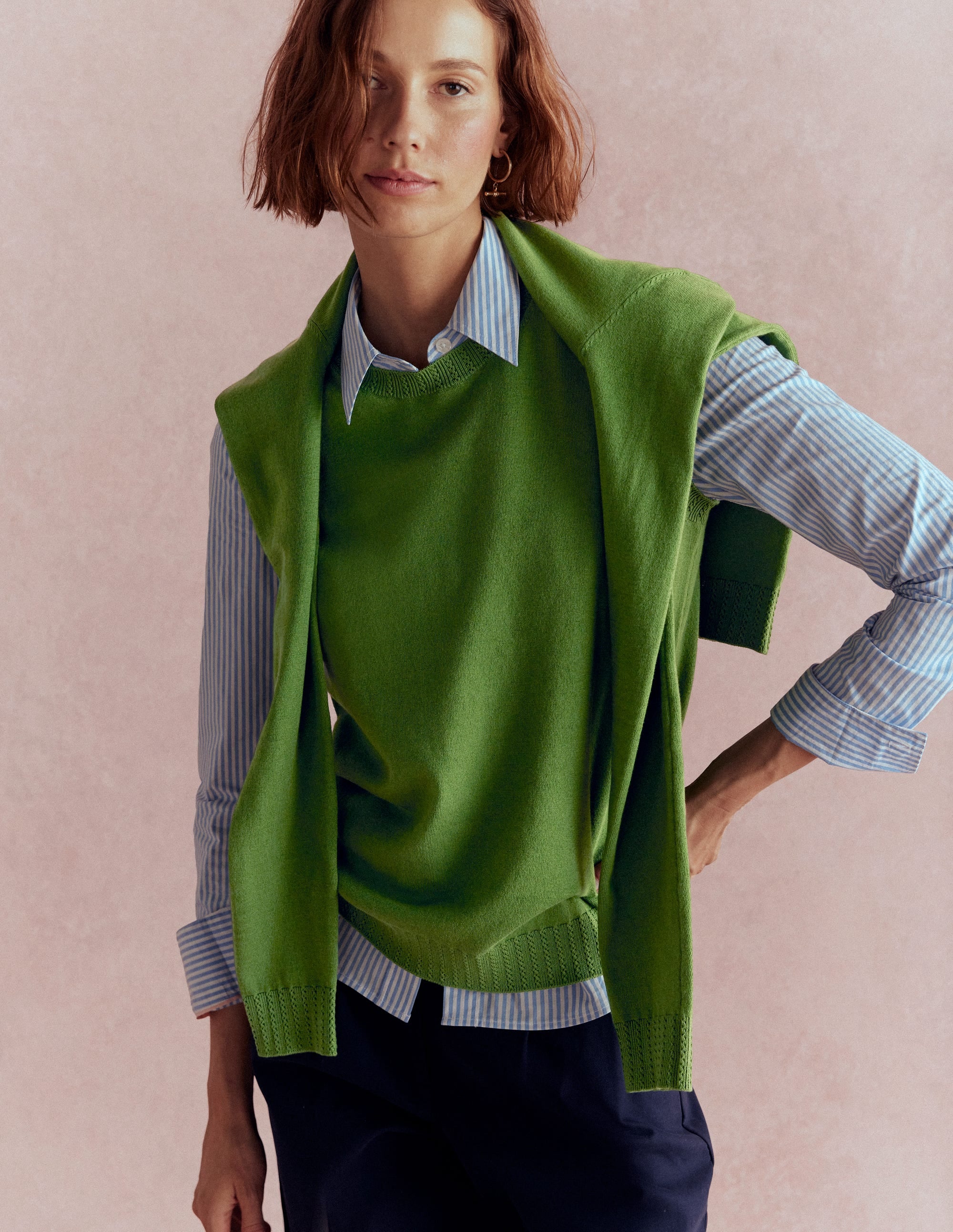 Emilia Cotton Crew Neck Tank-Promenade Green - Image 5