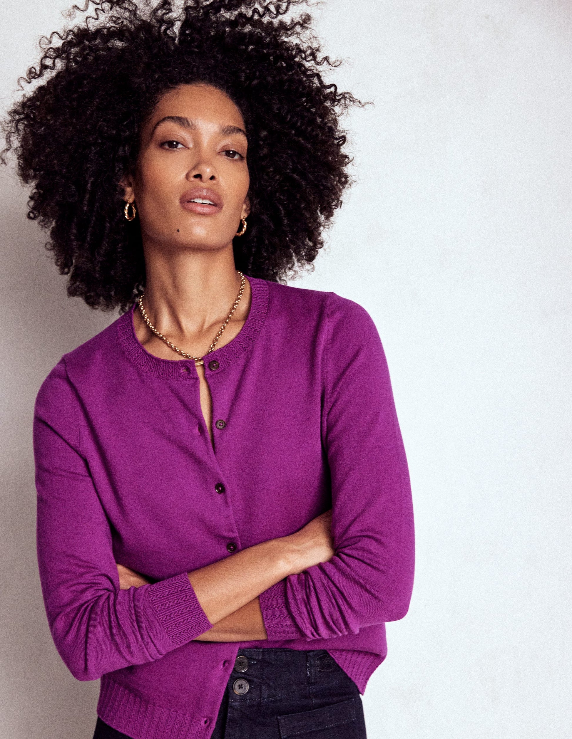 Emilia Cotton Crew Cardigan-Regal Purple-4