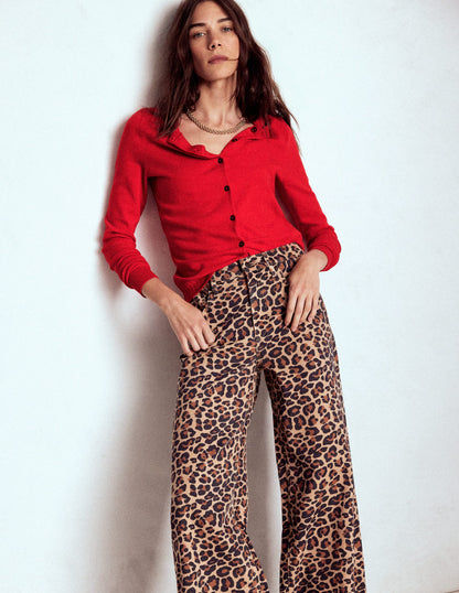 Emilia Cotton Crew Cardigan-Poppy Red-3