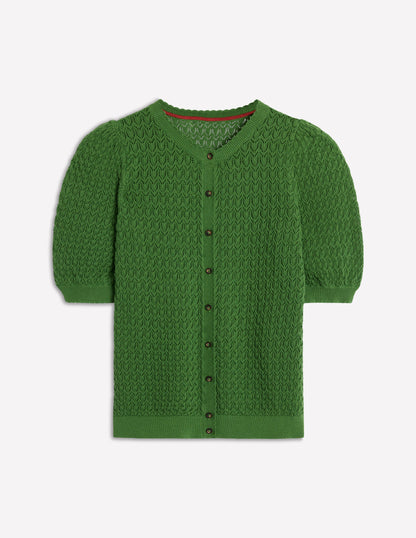 Dot Pointelle Cardigan-Iguana Green-6