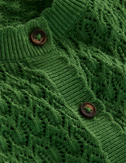 Dot Pointelle Cardigan-Iguana Green-7